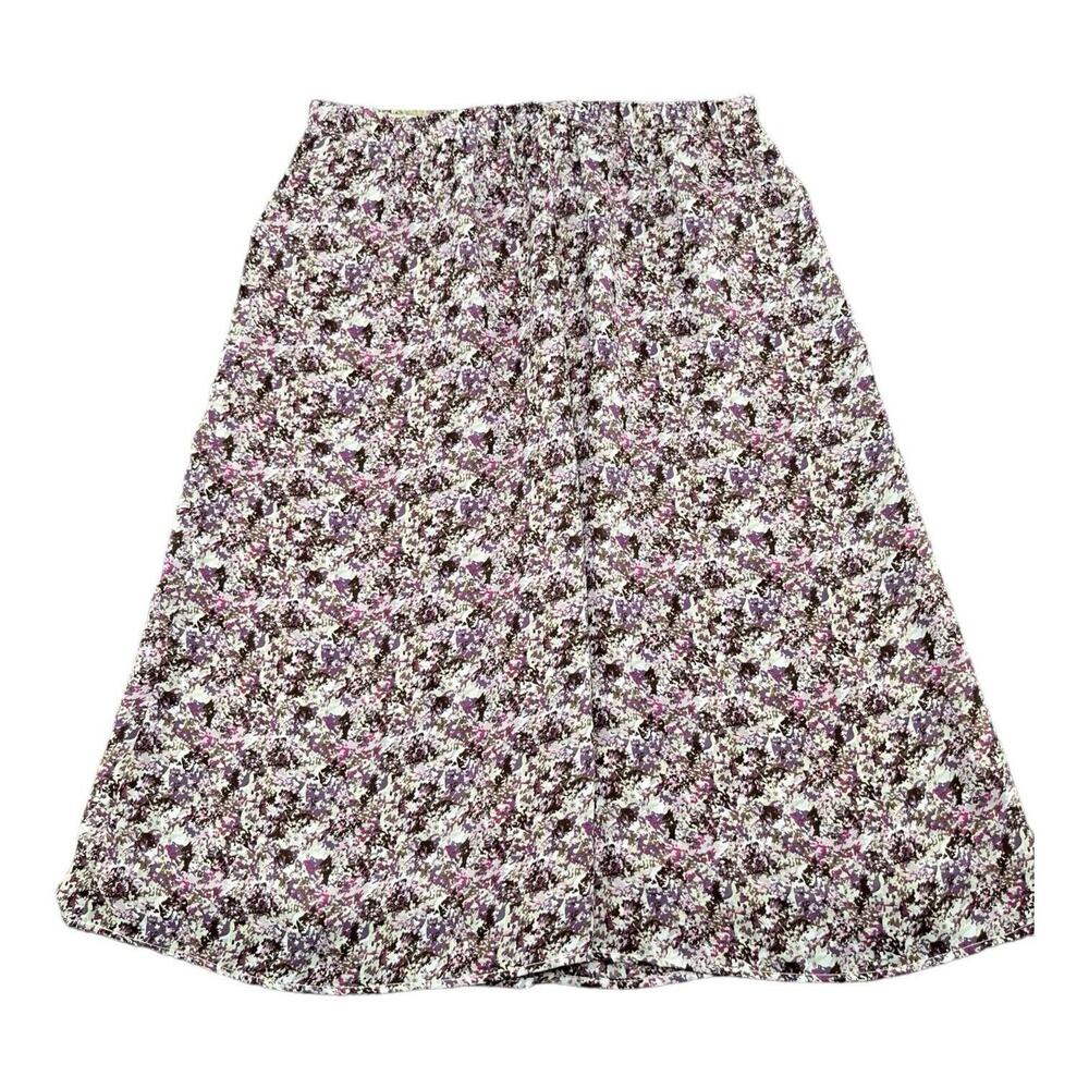 Christopher & Banks Women Purple Floral Skirt Size M Pull On Flowy Reversible